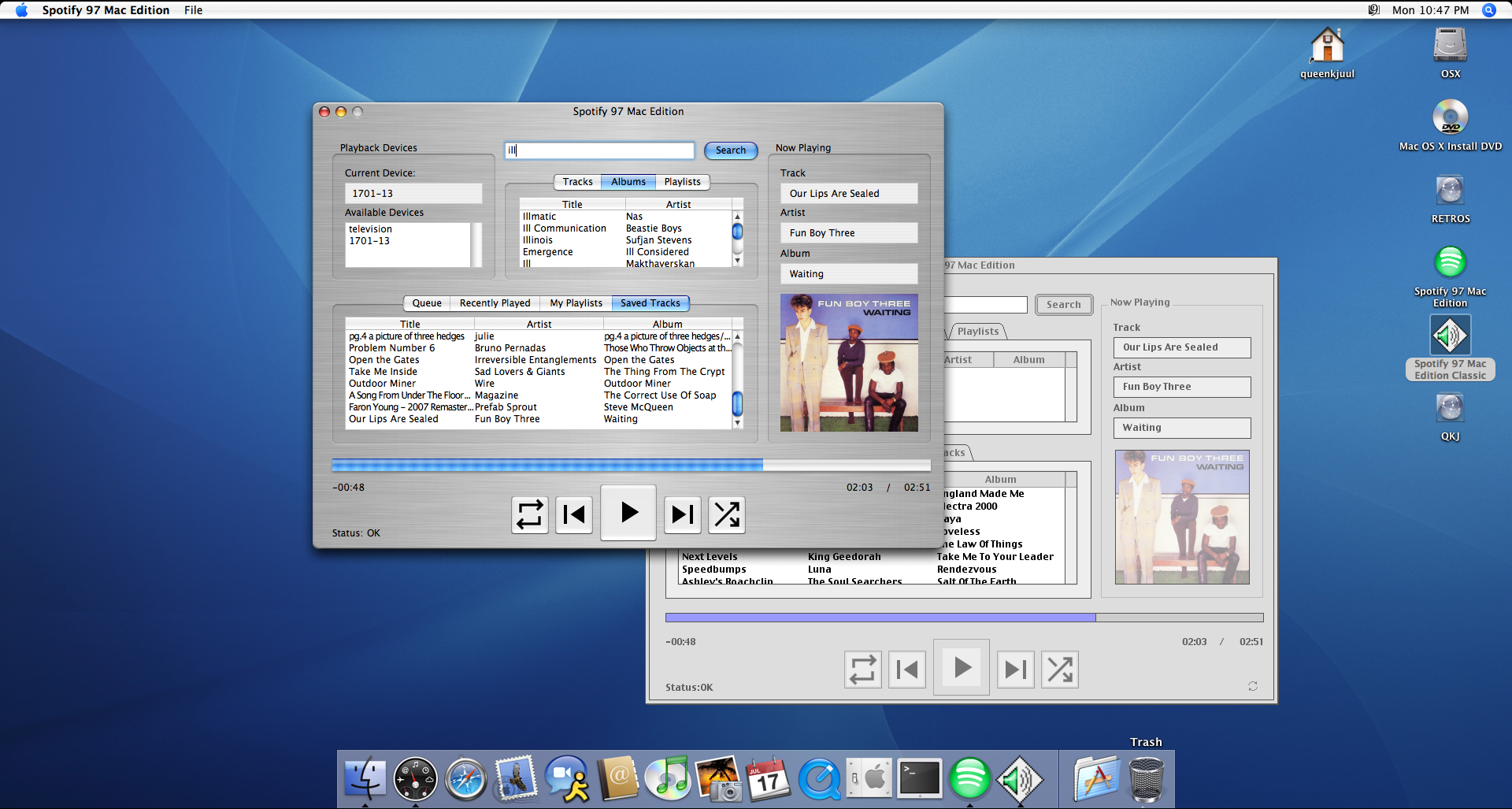 Screenshot of Spotify 97 Mac Edition running on OS X